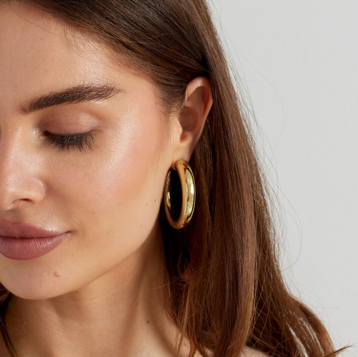 Ronde oorbellen - roestvrij staal - goudkleurig - mat