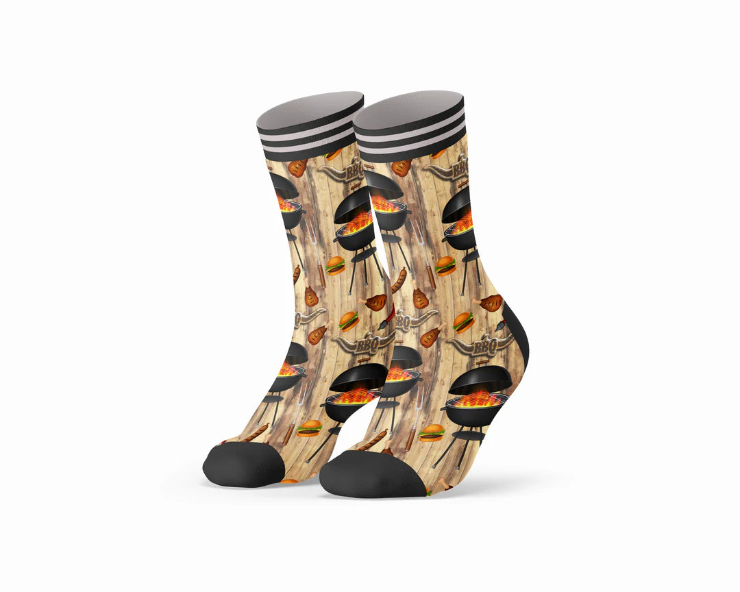 Sock My Feet Herensokken 3-pack Sock My Barbecue - 1 print + 2 effen