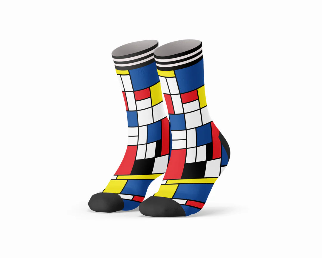 Sock My Feet Herensokken 3-pack Sock My Mondriaan Red, Blue & Yellow - 1 print + 2 effen