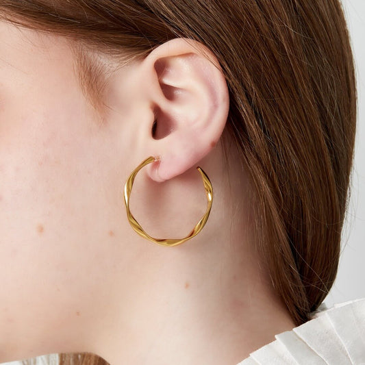 Twist Hoops Clip Oorbellen - roestvrij staal - goud en zilverkleurig