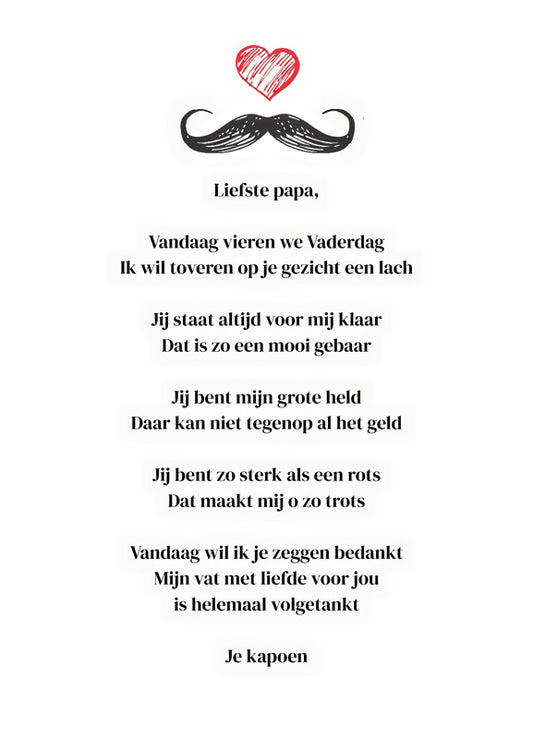 Ingekaderd gedichtje voor vaderdag
