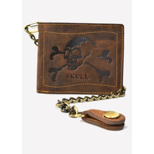 Greenburry Skull Leren Portemonnee met Ketting