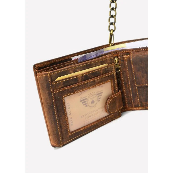 Greenburry Skull Leren Portemonnee met Ketting