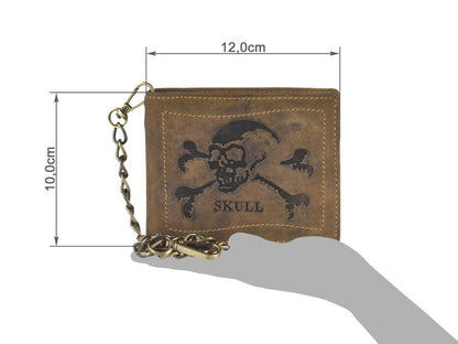 Greenburry Skull Leren Portemonnee met Ketting