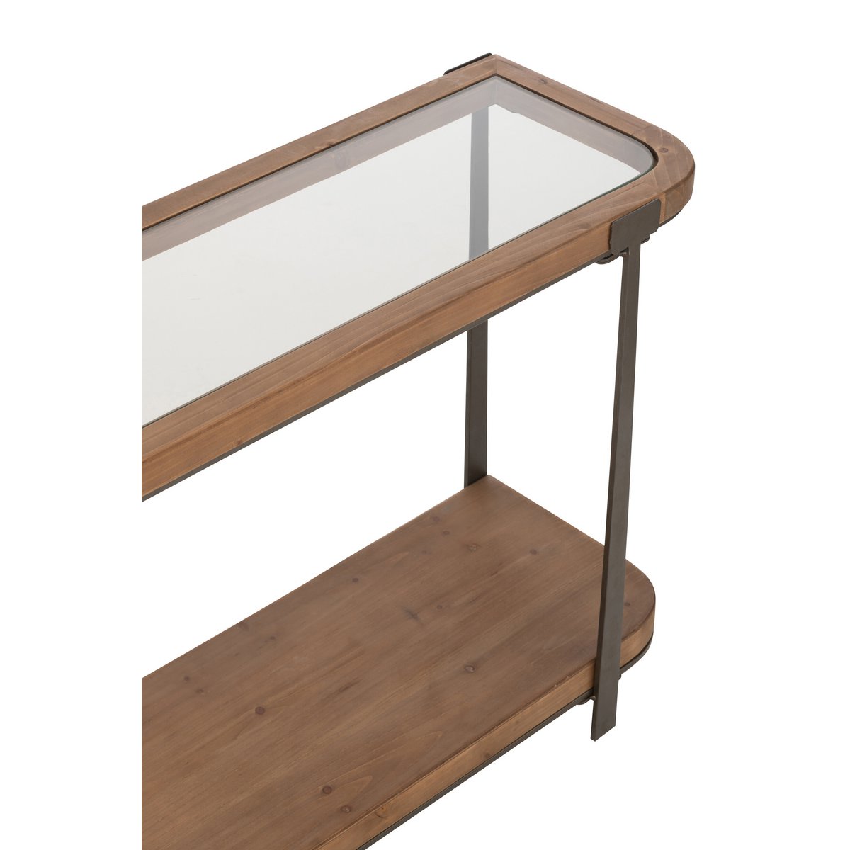 J-Line Console Spar Hout/Glas Naturel/Zwart