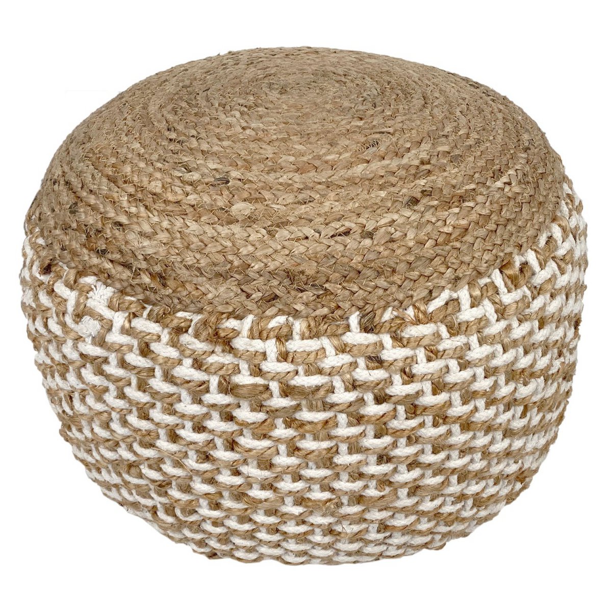 Poef jute kruk rond 50x50 cm decoratieve kruk jute naturel poef vloerkussen voetenbank