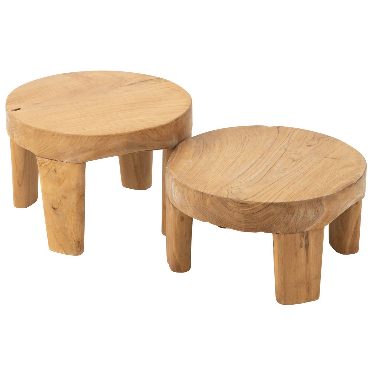 J-Line tafel Rond Teak - hout - naturel - set van 2