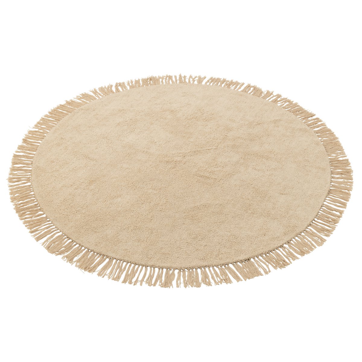 J-Line tapijt Rond + Franjes - katoen - beige