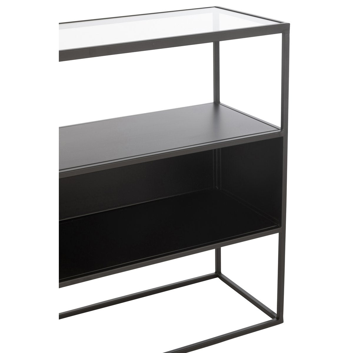 J-Line Console Vierkant Metaal/Glas Zwart