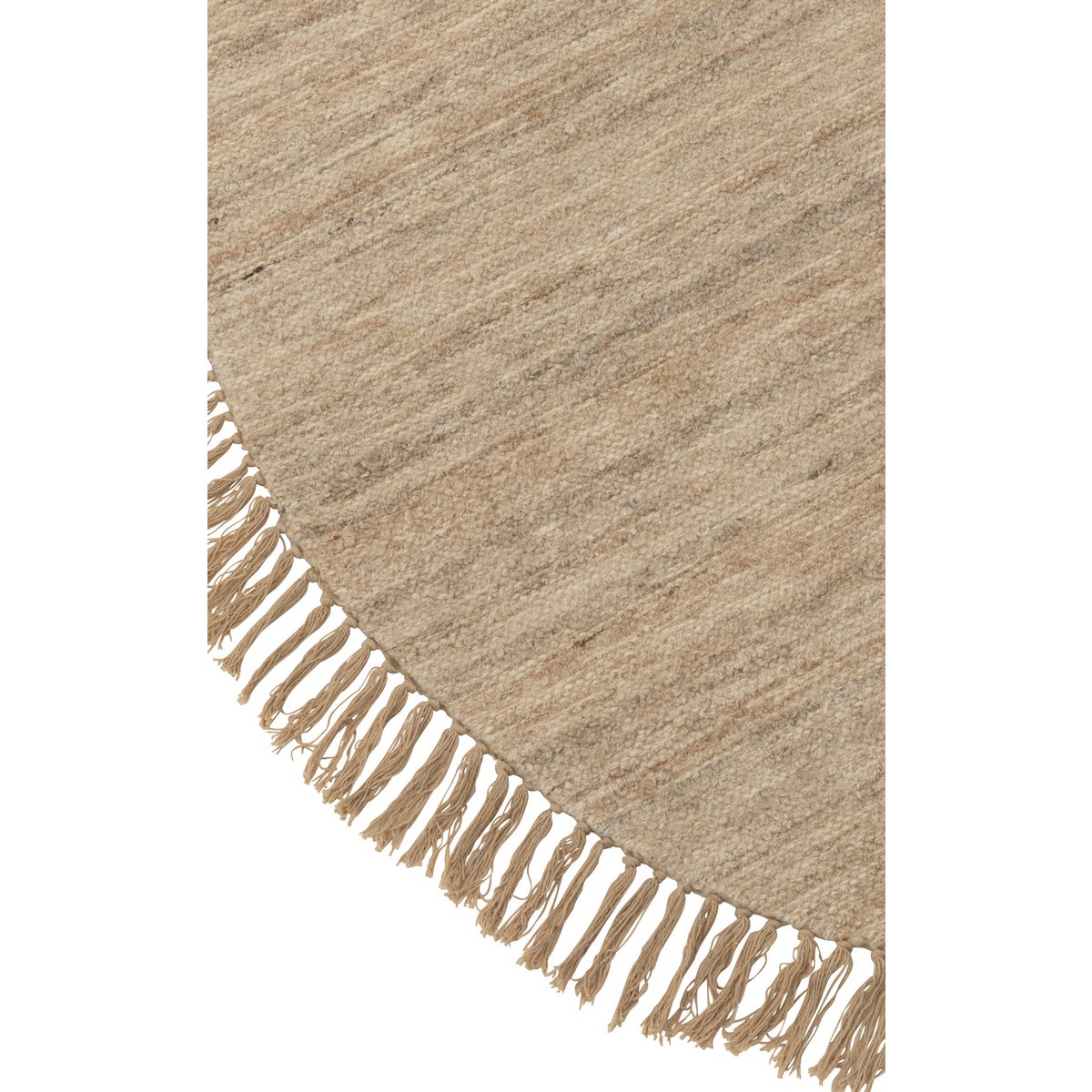 J-Line tapijt Rond + Franjes Tweekleurig - wol - beige - small