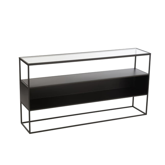 J-Line Console Vierkant Metaal/Glas Zwart