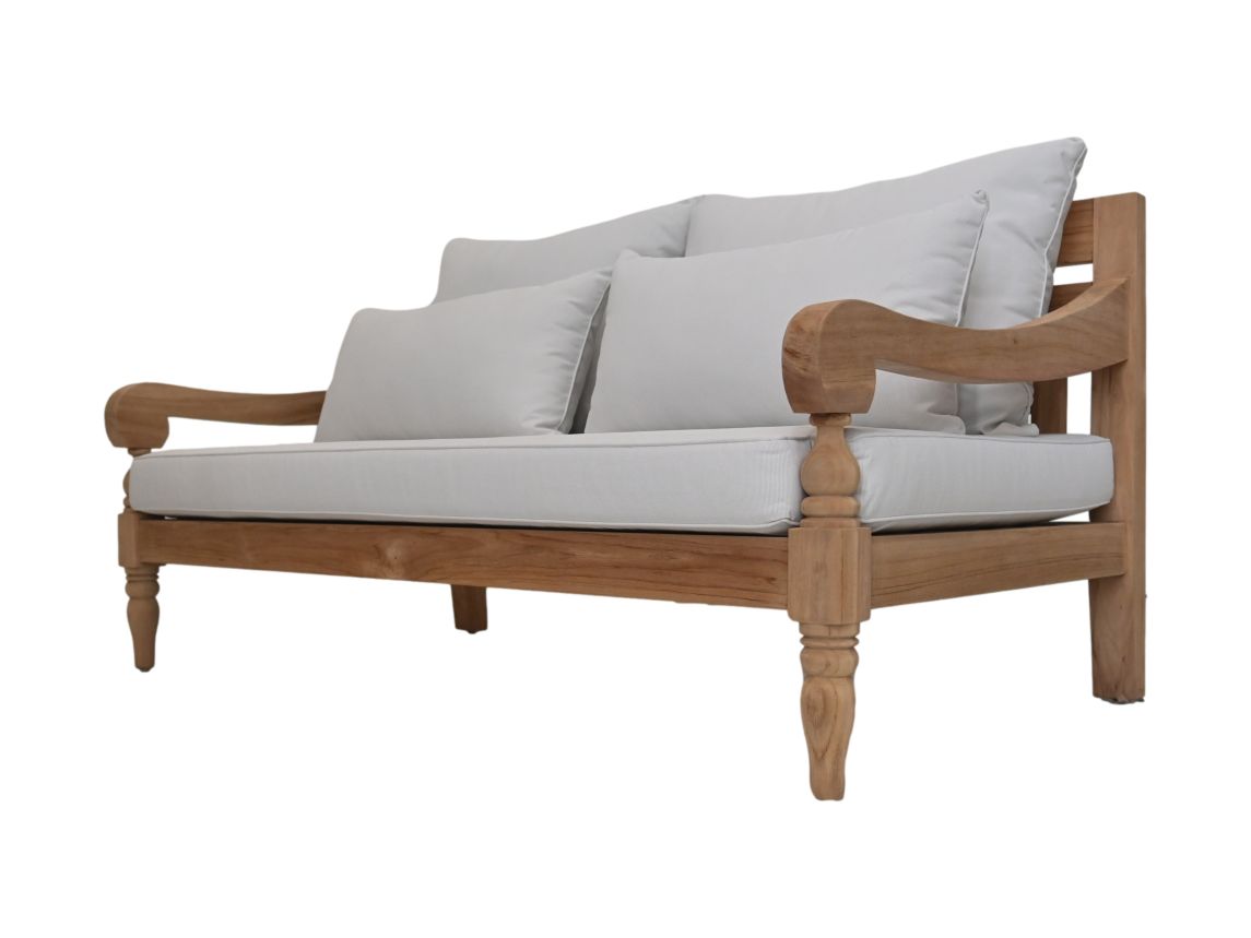 Bahama 3,5-zits sofa incl. kussens - 190x95x80 - Naturel/wit -  teak