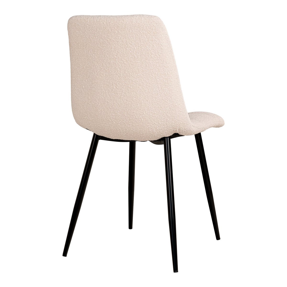 Middelfart Dining Chair - Eetkamerstoel in bouclé, wit met zwarte poten, HN1232 - set van 2