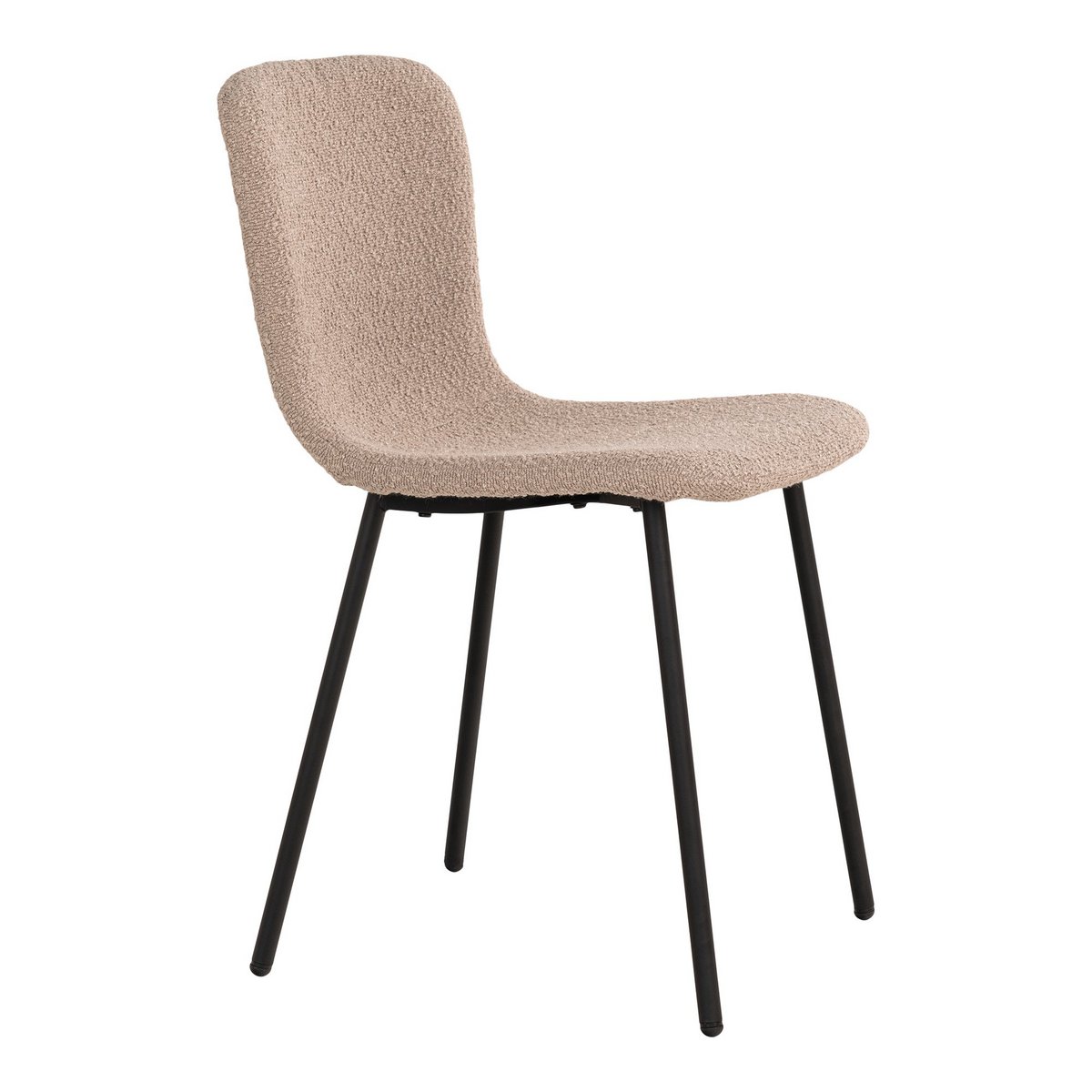 Halden Dining Chair - Eetkamerstoel in bouclé, beige met zwarte poten, HN1233 - set van 2