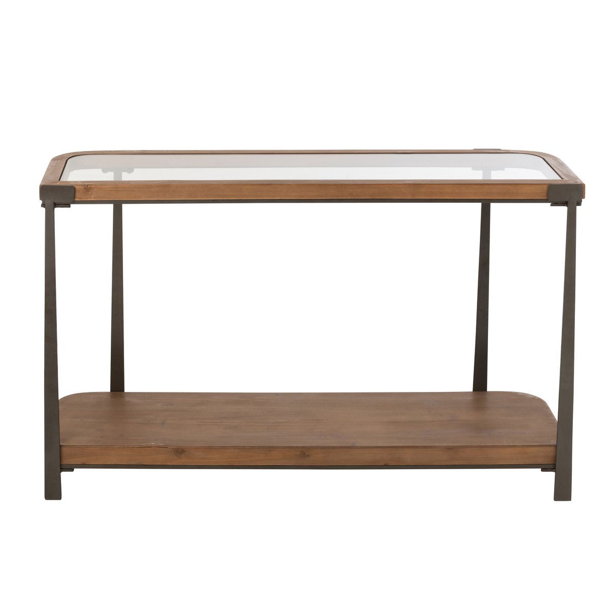 J-Line Console Spar Hout/Glas Naturel/Zwart