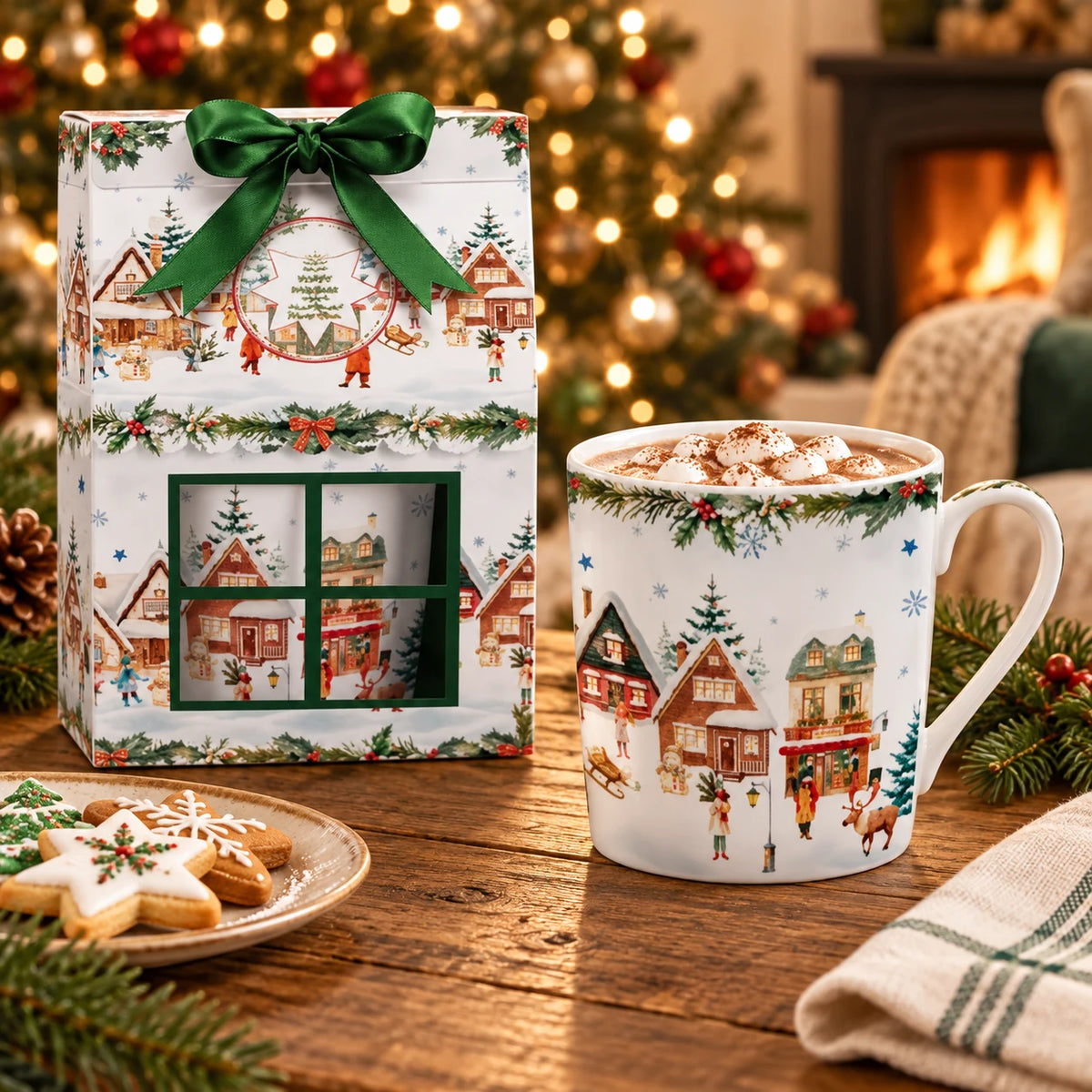Duo Occasional mok 400ml Christmas Village in Geschenkdoos