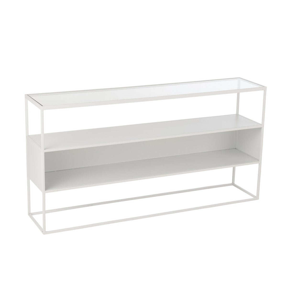 J-Line Console Vierkant Metaal/Glas Wit