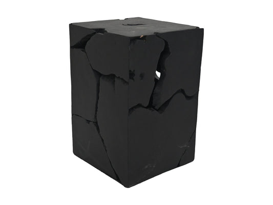 Decoratief krukje vierkant - 30x30x45 - zwart - Teak