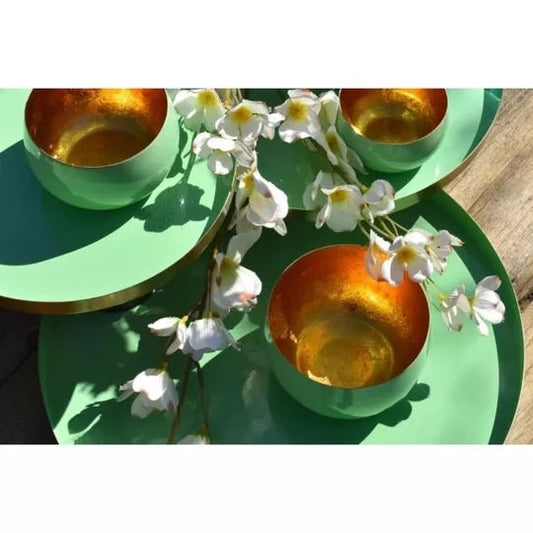 Dienblad decoratie schaal Daan Kromhout Marrakech mint goudkleurig 26cm - Julien Deluxe