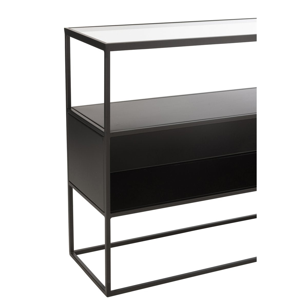 J-Line Console Vierkant Metaal/Glas Zwart