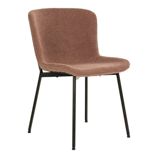 Maceda Dining Chair - Eetkamerstoel in bouclé, roest met zwarte poten - Set van 2