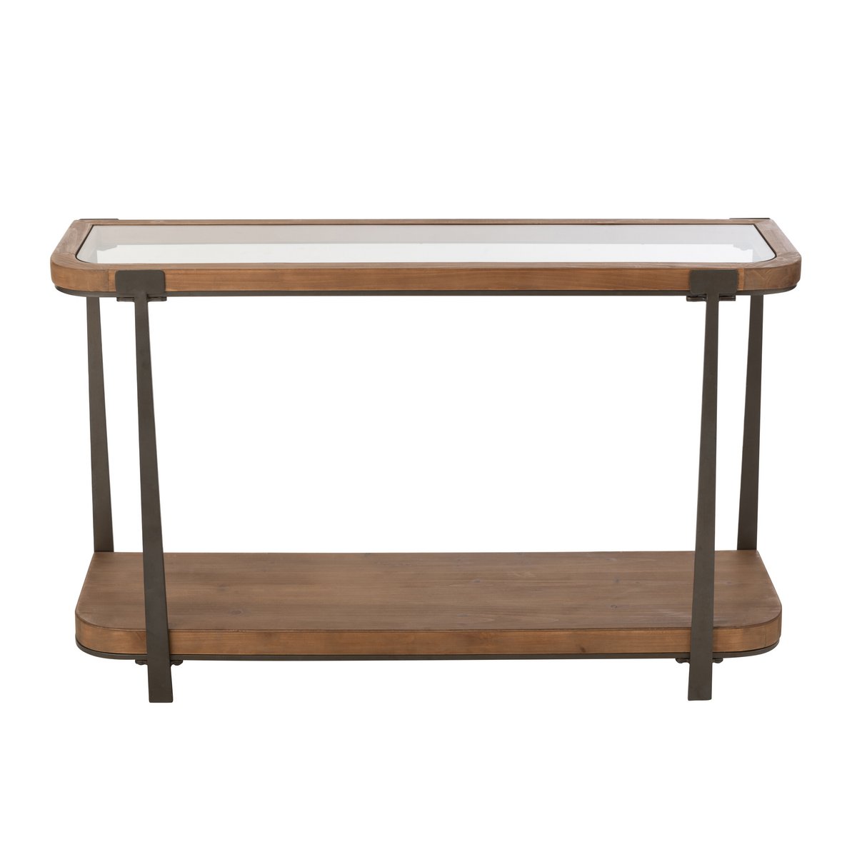 J-Line Console Spar Hout/Glas Naturel/Zwart