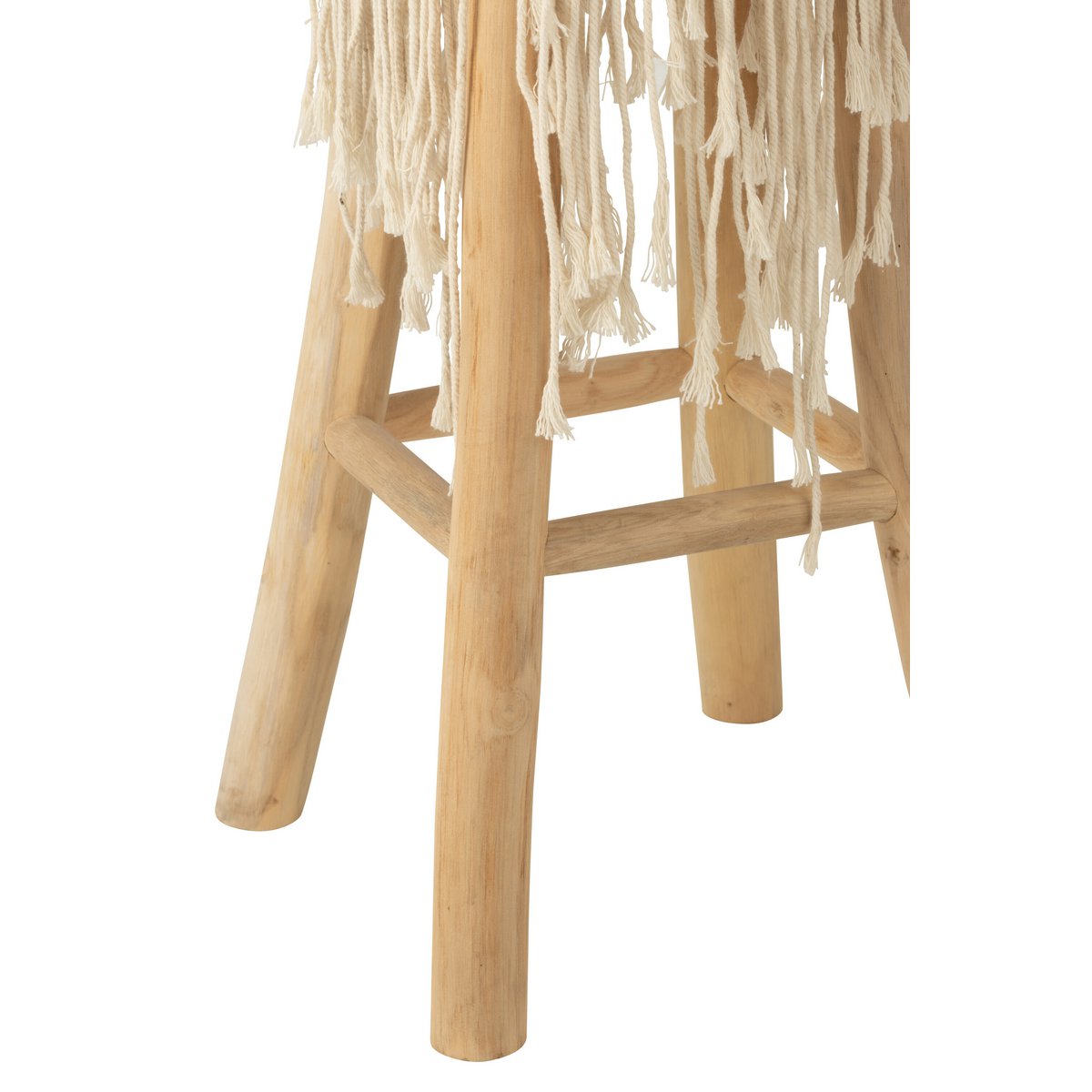 J-Line Barstoel Franjes Hout/Macrame Wit