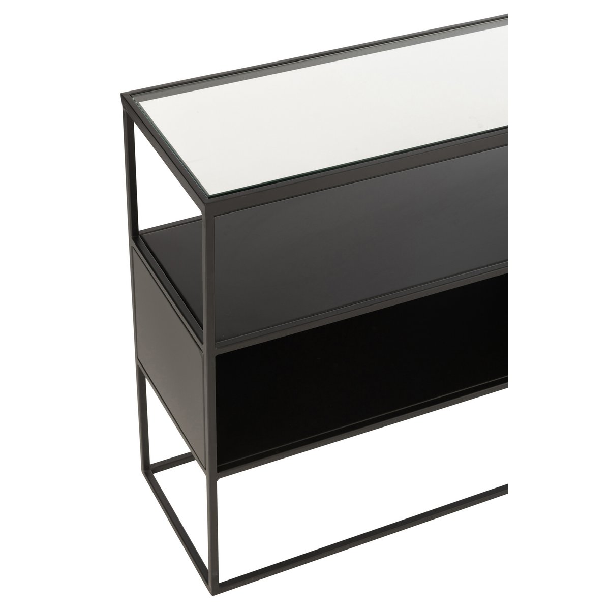 J-Line Console Vierkant Metaal/Glas Zwart