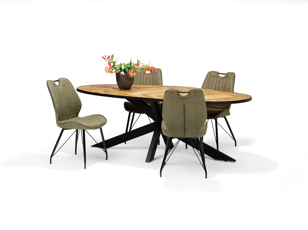 Eetkamertafel AGRA Mango Visgraatpatroon - 240x100 Ovaal