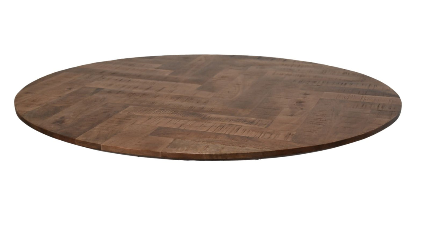 Eettafel Mozaik Verona rond - 100x100x77 - Naturel/zwart - Mangohout/metaal