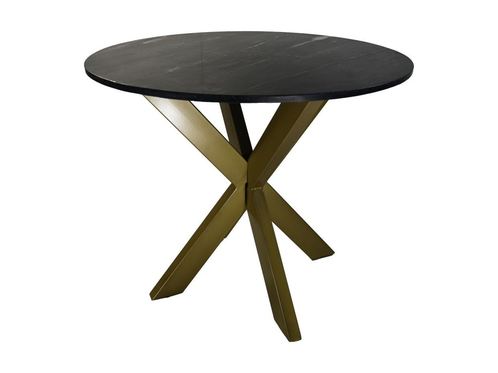 HSM Collection-Ronde Eettafel Marmer-90x90x76-Zwart/Goud-Marmer/Metaal