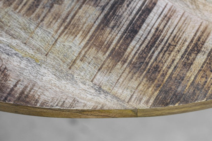 Eettafel Valencia - ø120 cm - Naturel/zwart - Mangohout/metaal