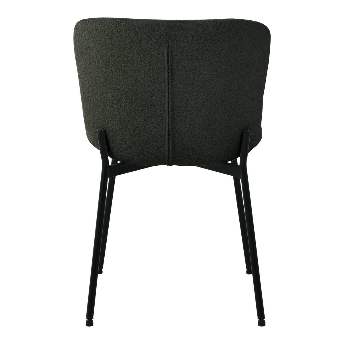 Maceda Dining Chair - Eetkamerstoel in bouclé, donkergroen met zwarte poten - Set van 2