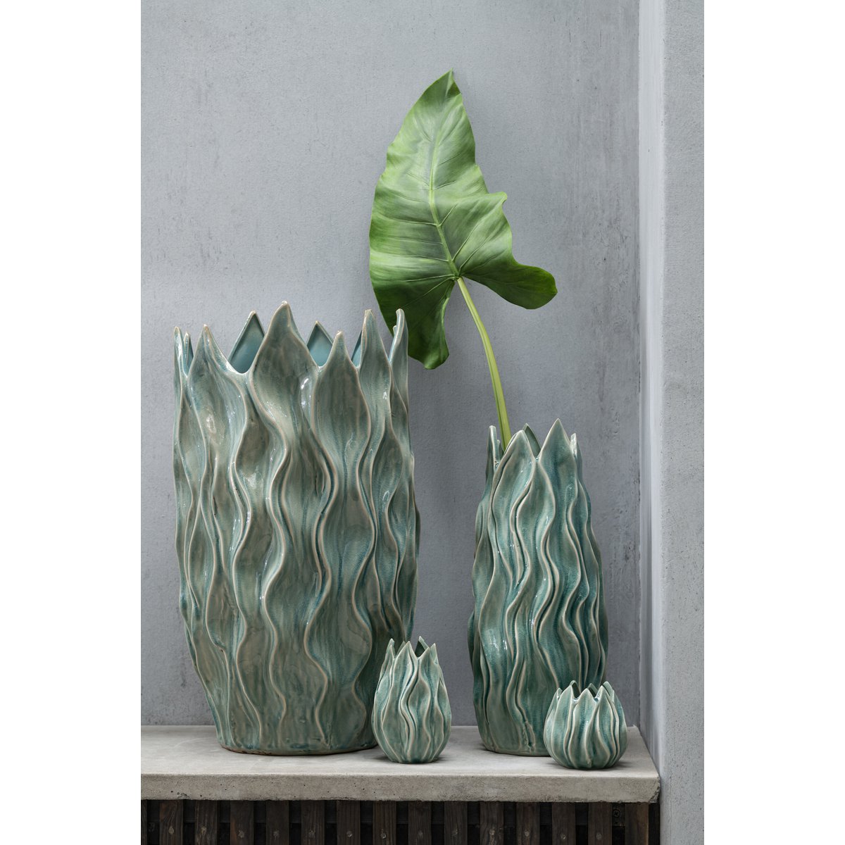 J-Line Vaas Ivy Steengoed Groen Extra Large - 52.50 cm hoog