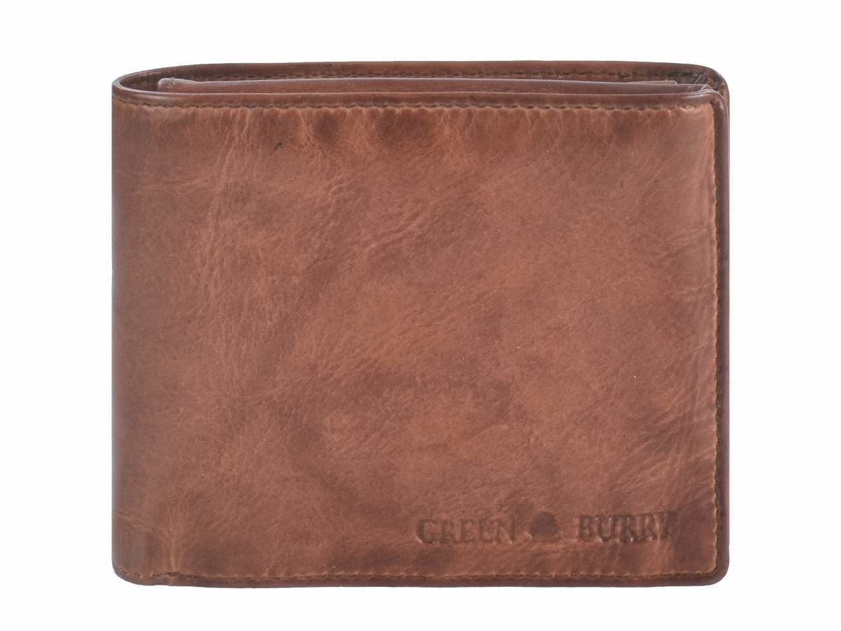 Greenburry Herenportefeuille leder 12x10cm vintage washed kastanje roodbruin - Julien Deluxe