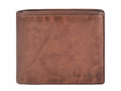 Greenburry Herenportefeuille leder 12x10cm vintage washed kastanje roodbruin - Julien Deluxe