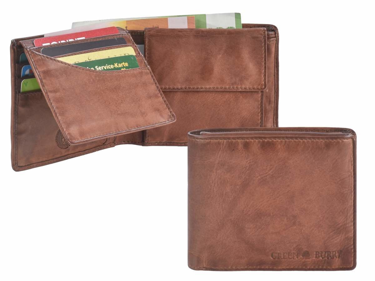 Greenburry Herenportefeuille leder 12x10cm vintage washed kastanje roodbruin - Julien Deluxe