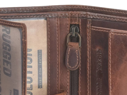 Greenburry Herenportefeuille leder 8x10cm teak bruin - Julien Deluxe