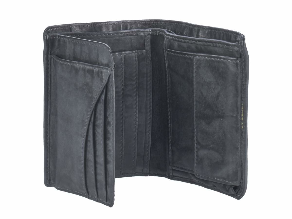 Greenburry Herenportefeuille leder 9x12cm vintage washed antraciet donkergrijs - Julien Deluxe