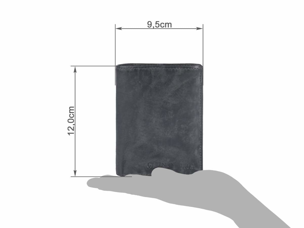 Greenburry Herenportefeuille leder 9x12cm vintage washed antraciet donkergrijs - Julien Deluxe