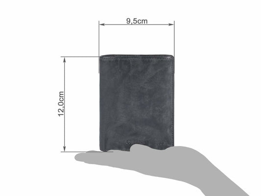 Greenburry Herenportefeuille leder 9x12cm vintage washed antraciet donkergrijs - Julien Deluxe