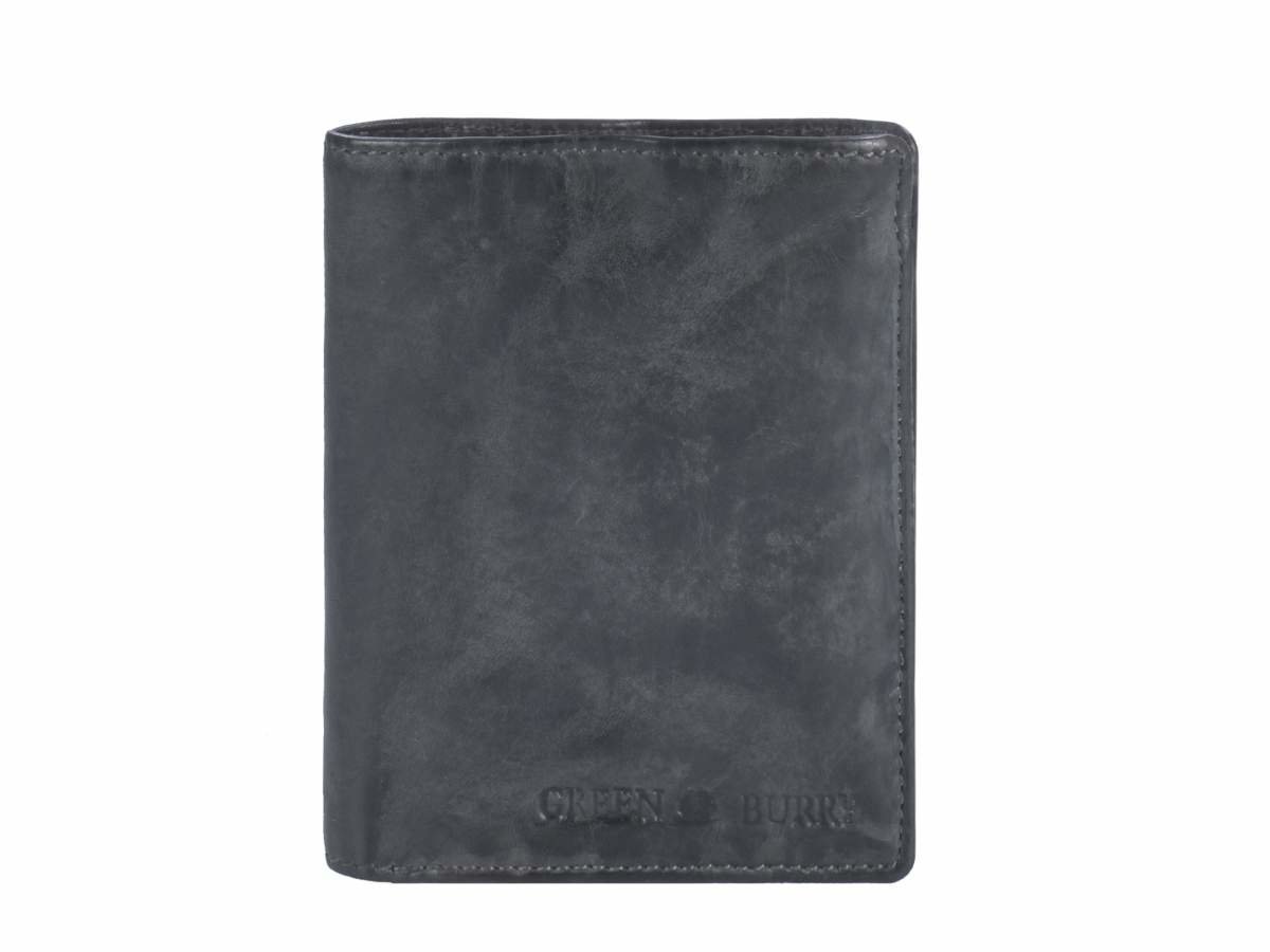 Greenburry Herenportefeuille leder 9x12cm vintage washed antraciet donkergrijs - Julien Deluxe