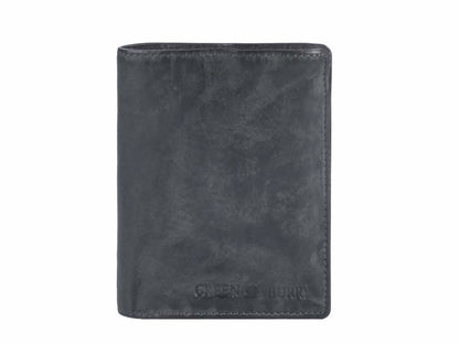 Greenburry Herenportefeuille leder 9x12cm vintage washed antraciet donkergrijs - Julien Deluxe