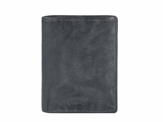 Greenburry Herenportefeuille leder 9x12cm vintage washed antraciet donkergrijs - Julien Deluxe