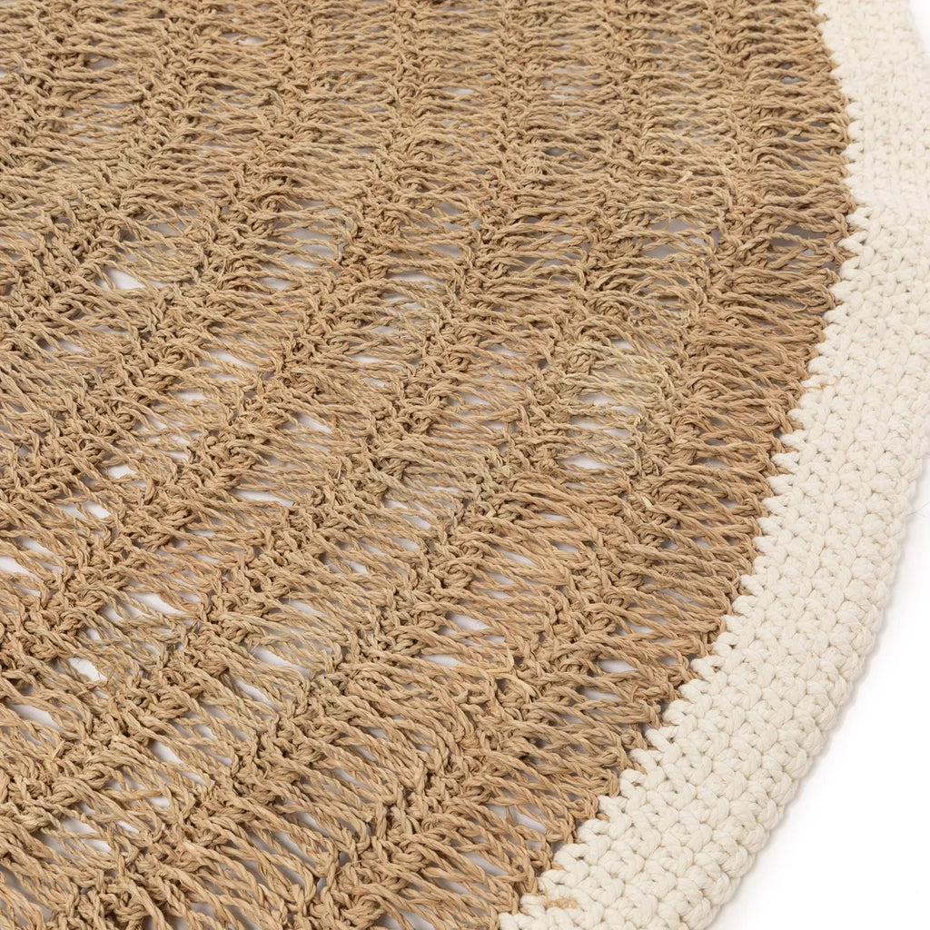 Het Seagrass & Katoen Rond Tapijt - Naturel Wit - 150