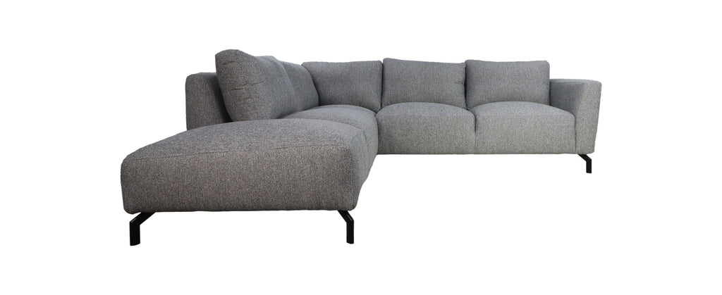 HSM Collection-Hoek Loungebank Links Stockton-248x261x88-Grijs/Zwart-Stof/Metaal