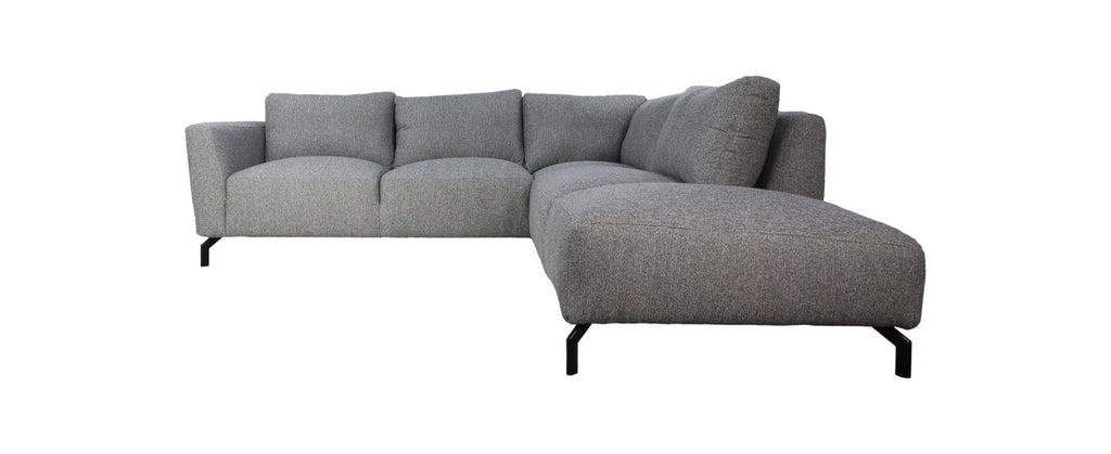 HSM Collection-Hoek Loungebank Rechts Stockton-261x248x88-Grijs/Zwart-Stof/Metaal