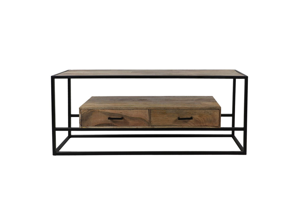 HSM Collection-Tv Meubel Blackwell 2 La-140x40x58-Naturel/Zwart-Mango/Metaal