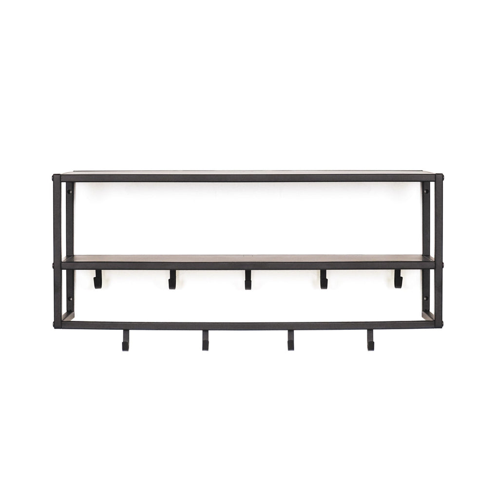 HV Metalen Kapstok met planken - Zwart - 73x21x29,5cm