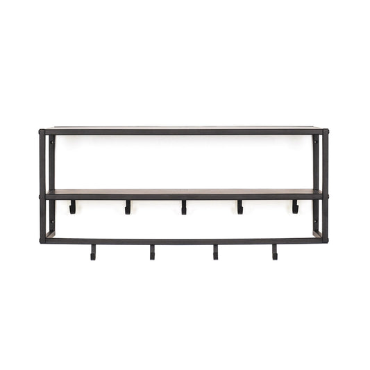 HV Metalen Kapstok met planken - Zwart - 73x21x29,5cm